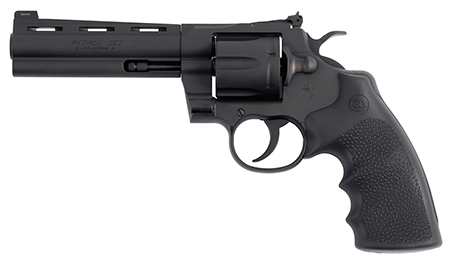 [098289003676] Colt Mfg PYTHONBM5RNS Python  357 Mag/38 Special 6 Shot 5" Matte Blued Vent Rib Carbon Steel Barrel, Cylinder  &  Frame, Black Rubber Grip, Exposed Hammer