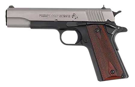 [098289112804] Colt Mfg O1911CTTE 1911 Government 45 ACP 8+1 5" Stainless Steel Serrated Slide, Matte Blued Steel Frame w/Beavertail, Double Diamond Checkered Wood Grip