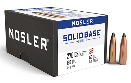 [054041380546] Nosler 38054 Solid Base  270Cal 130gr Soft Point 50CT