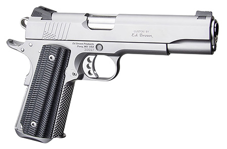 [800732701264] Ed Brown BASESS2A 1911 2nd Amendment 45 ACP 5" Stainless Steel Barrel, Serrated Slide  &  Frame, Black Alien G10 Grip, Right Hand
