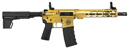 [752334901934] Hi-Point HP15P-300BLKGOLD HP 15P 300 Blackout 30+1 10.50" Black Threaded Barrel, Gold Aluminum Receiver w/Picatinny Rail, M-LOK Handguard, Blade Black Polymer Brace, Black B5 P Type 23 Grip