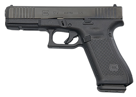 [764503067808] Glock PV1750201 G17 V Standard Frame 9mm Luger 10+1 4.49" Black GMB Barrel, Black nDLC Steel Serrated Slide, Black Polymer Frame w/Accessory Rail, Textured Polymer Grip, Ambidextrous