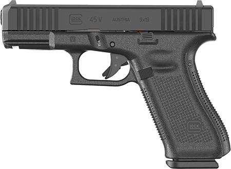 [764503067877] Glock PV4550201 G45 V Crossover 9mm Luger 10+1 4.02" Black GMB Barrel, Black nDLC Steel Serrated Slide, Black Polymer Frame w/Accessory Rail, Textured polymer Grip, Ambidextrous