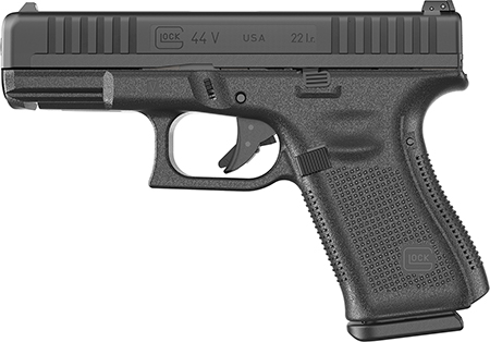 [764503067921] Glock UV4450101 G44 V Compact 22 LR 10+1 4.02" Black GMB Barrel, Matte Black Serrated Slide, Black Polymer Frame w/Accessory Rail, Interchangeable Backstrap Grip