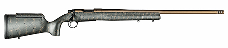 [696528088554] Christensen Arms 8010200601 Mesa Long Range 6.5 Creedmoor 4+1 16.25" Burnt Bronze Cerakote Threaded Barrel  &  Steel Drilled  &  Tapped Receiver, Green w/Black/Tan Webbing Adj Cheek Riser Polymer Stock