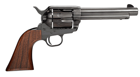 [810012512466] Taylors  &  Company 200108 1873 Pietta 9mm Luger 6 Shot 5.50" Blued Round Barrel, Blue Cylinder  &  Steel Frame, Walnut Checkered Army Style Grip, Manual Safety, Exposed Hammer
