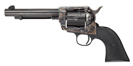 [810012512480] Taylors  &  Company 200110 1873 Pietta 9mm Luger 6 Shot 5.50" Blued Round Barrel, Blued Cylinder, Color Case Hardened Steel Frame, Black Checkered Plastic Navy Grip, Manual Safety, Exposed Hammer