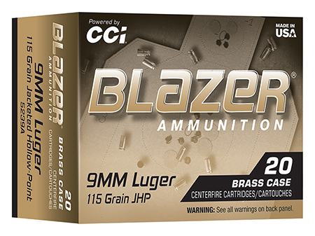 [604544708738] CCI 5239A Blazer  9mmLuger 115gr Jacketed Hollow Point 20/Box