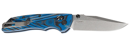 [743108242735] Hogue 24273 Deka  3.25" Folding Clip Point Plain Stone Tumbled CPM MagnaCut Steel Blade, G-Mascus Blue Aluminum/G10 Handle