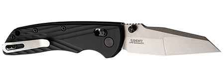 [743108243695] Hogue 24369 Deka  3.25" Folding Modified Wharncliffe Plain Stone Tumbled CPM MagnaCut Steel Blade, Black Textured GRN Handle