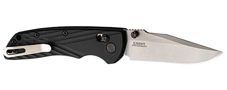[743108243794] Hogue 24379 Deka  3.25" Folding Clip Point Plain Stone Tumbled CPM MagnaCut Steel Blade, Black Textured GRN Handle