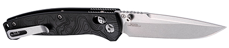 [743108244579] Hogue 24457 Mysto  3.40" Folding Clip Point Plain Black Stonewashed CPM MagnaCut Steel Blade, Maple Valley Richlite Black Handle
