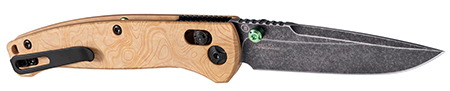 [743108244593] Hogue 24459 Mysto  3.40" Folding Clip Point Plain Black Stonewashed CPM MagnaCut Steel Blade, Maple Valley Richlite Wood Handle