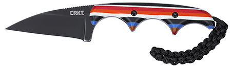 [794023238570] CRKT 2385G Minimalist 1.98" Fixed Wharncliffe Plain Black Stonewashed D2 Steel Blade, Red/White/Blue G10 Handle
