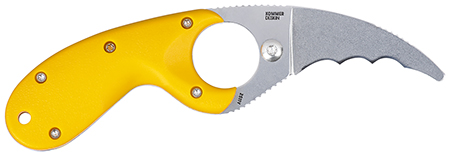 [794023251142] CRKT 2511Y Bear Claw  2.39" Fixed Hawkbill Serrated Powder Coated AUS8A SS Blade, Yellow Textured GRN Handle