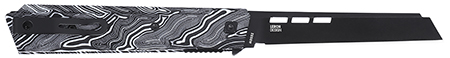 [794023385014] CRKT 3850W Zephyr 3.22" Sheepsfoot Plain Black TiNi 14C28N Steel Blade, Marbled Black/White G10 Handle