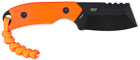 [794023403626] CRKT 4036ER Razel Compact EDC 2.32" Fixed Chisel Part Serrated Black Oxide D2 Steel Blade, Orange G10 Handle