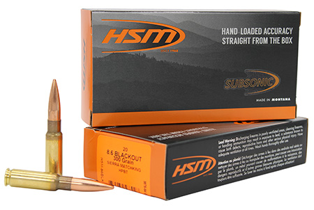 [850079588028] HSM 86BLK1N   8.6Blackout 300gr Hollow Point Boat Tail 20 Per Box/25 Case