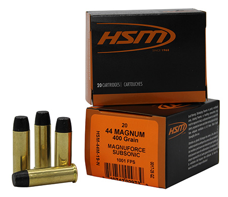 [810742029739] HSM 44M19N   44RemMag Subsonic 400gr Hard Cast Long Flat Nose 20 Per Box/20 Case