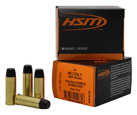 [810742029753] HSM 45C10N   45Colt Subsonic 400gr Hard Cast Long Flat Nose 20 Per Box/20 Case