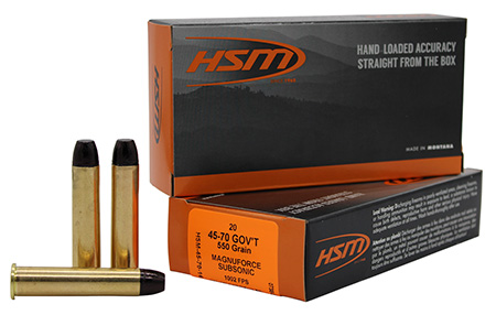 [810742029760] HSM 457016N   45-70Gov 550gr Hard Cast Long Flat Nose 20 Per Box/25 Case