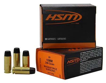 [810742029777] HSM 10MM17N   10mmAuto Subsonic 240gr Hard Cast Long Flat Nose 20 Per Box/20 Case