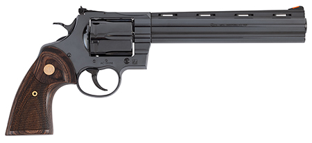 [098289005526] Colt Mfg ANACONDABP8WTS Anaconda  Large 44 Mag 6 Shot 8" Blued Vent Rib Barrel, Cylinder, Drilled  &  Tapped Steel Frame, Hogue Finger Grooved Grip, Exposed Hammer