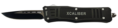 [728881687430] Xcaliber Knife Company  9mm  Medium 3.25" OTF Drop Point 440C SS Blade, 4.64" Steel Handle