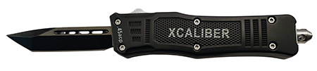 [728881687416] Xcaliber Knife Company  45 ACP  Small 2.75" OTF Tanto Plain Black 440C SS Blade, 3.91" Steel Handle