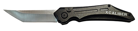 [728881687638] Xcaliber Knife Company  Switch Blade  3.50" Folding Tanto Plain Stainless D2 Steel Blade, 4.75" Black Aluminum Handle