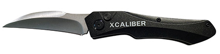 [728881687645] Xcaliber Knife Company  Switch Blade  3.25" Folding Sheepsfoot Plain Stainless D2 Steel Blade, 4.50" Black Aluminum Handle