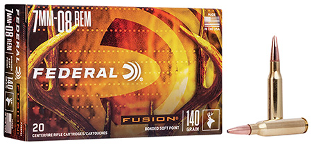 [029465098612] Federal F708FS1 Fusion  7mm-08Rem 140gr Bonded Soft Point 20 Per Box/10 Case