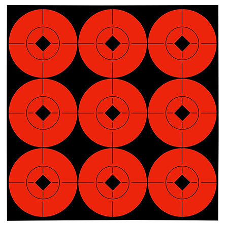 [029057339024] Birchwood Casey 33902 Target Spots  Self-Adhesive Paper Black/Orange 2" Bullseye 90 Pack