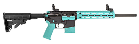 [850050173717] Tippmann Arms A101334 M4-22 LTE 22 LR 10+1 16" Black Parkerized Threaded Barrel, Matte Black Aluminum Receiver w/Picatinny Rail, Robin Egg Blue M-LOK Handguard, Composite Forend, Black Polymer Stock,