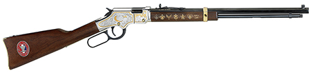 [619835016812] Henry H004ES2 Golden Boy Eagle Scout Tribute 2nd Edition 22 S/L/LR 16+1 20" Blued Octagon Barrel, Nickel Plated w/Selective 24kt Gold Plating Drilled  &  Tapped Receiver, American Walnut Straight