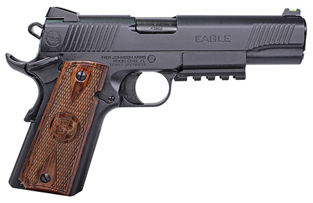 [796167793113] Iver Johnson Arms EAGLELRG2 Eagle Gen2 LR Government 45 ACP 8+1 5" Overall Black QPQ Crowned Barrel, Steel Serrated Slide  &  Frame w/Beavertail, Dymondwood Engraved w/Logo Grip