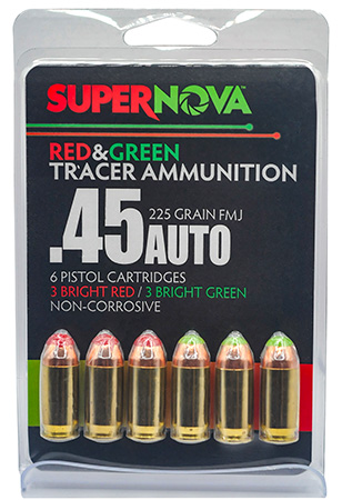 [860014631733] Supernova PMSN45ACMP Green/Red Tracer  45ACP 225gr Full Metal Jacket 6 Per Box/60 Case