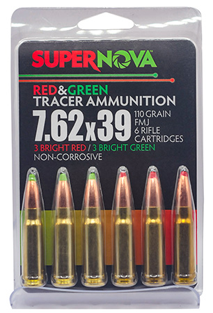 [860014631740] Supernova PMSN762MP Green/Red Tracer  7.62x39mm 110gr Full Metal Jacket 6 Per Box/60 Case