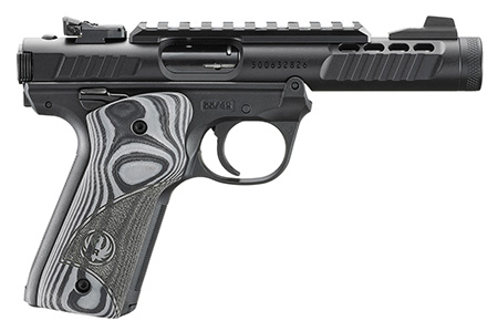 [736676439591] Ruger 43959 Mark IV 22/45 Lite 22 LR 10+1 4.40" Black Stainless Steel Non-Threaded Barrel, Black Anodized Receiver w/Picatinny Rail, Black Polymer Frame, Black/Gray G10 Grip