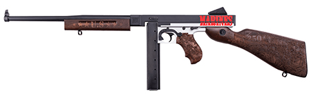 [602686423045] Thompson TM1C6 Marines 250th Anniversary 45 ACP 30+1 16.50" Midnight Blue Cerakote Barrel, Midnight Blue/Stormtrooper White Cerakote Steel Receiver, Engraved Walnut Fixed Stock, Engraved Wood Grip