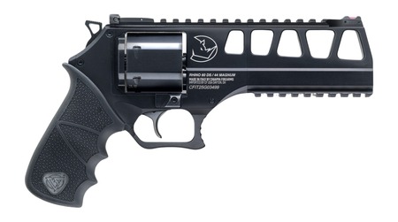 [8053800949583] Chiappa Firearms CF340350 60SAR *CA Compliant L Frame 44 Mag 6 Shot 6" Black Steel Barrel  &  Cylinder, Black Alloy Frame, Hogue Rubber Grip