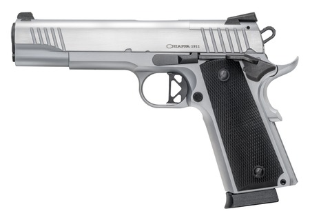 [8053800949040] Chiappa Firearms 440234 1911 Superior Full Size Frame 45 ACP 8+1 5" Chrome Optic Ready/Serrated Slide  &  Frame, Walnut Grip RMR/RMSc Footprint