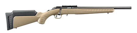[736676083718] Ruger 8371 American Rimfire 17 HMR 15+1 16" Satin Blued Threaded Barrel  &  Alloy Steel Receiver w/Picatinny Rail, Black/FDE High Comb Synthetic Stock, Thread Protector