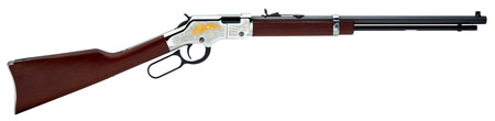 [619835016331] Henry H004GE Golden Eagle  Full Size 22 Short, 22 Long, 22 LR, 16 LR/21 Short 20" Blued Octagon Barrel, Nickel-Plated Metal Finish, American Walnut Stock Right Hand