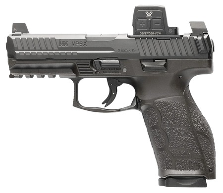 [642230274037] HK 81001356 VP9A1 X w/Optic Full Size Frame 9mm Luger 10+1 4.09" Black Barrel, Black Steel Serrated w/Optic Slide, Black Polymer Frame w/Picatinny Rail, Textured Grip, Vortex CCW