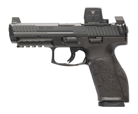 [642230273771] HK 81001351 VP9A1 F w/Optic 9mm Luger 15+1 4.53" Black Barrel  &  Steel Serrated w/Optic Slide, Black Polymer Frame w/Picatinny Rail, Textured Grip, Vortex CCW