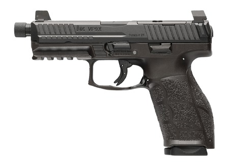 [642230273399] HK 81001225 VP9A1 X Tactical Full Size 9mm Luger 10+1 4.70" Black Threaded Barrel, Black Steel Serrated w/Optic Slide, Black Polymer Frame w/Picatinny Rail, Textured Grip