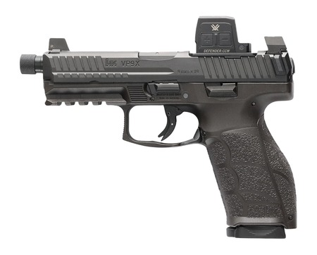 [642230274235] HK 81001366 VP9A1 X Tactical w/Optic Full Size 9mm Luger 10+1 4.70" Black Threaded Barrel, Black Steel Serrated w/Optic Slide, Black Polymer Frame w/Picatinny Rail, Textured Grip, Vortex CCW