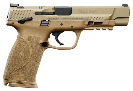 [022188869057] Smith  &  Wesson LE 11537 M & P 9 M2.0 
9mm Luger Double 5" 17+1 Flat Dark Earth Interchangeable Backstrap Grip Flat Dark Earth Stainless Steel Slide