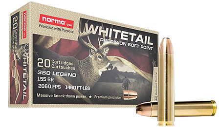 [810036152556] Norma Ammunition 603404704 Whitetail  350Legend 155gr Soft Point 20 Per Box/10 Case